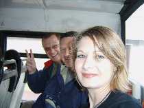 Maria, Corky and me on our way back from France,Going to the Hoy in Deal