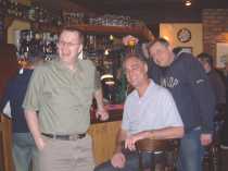 Me, Keith the landlord of the Red Lion and  KMFM DJ Tony Simon enjoying a pint