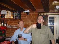 Tom and Johnny, enjoying a pint of Christmas ale.