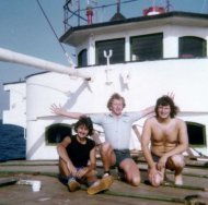 Brian the enginere, Stevie Gorden and Johnny Lewis on the VOP summer 1980
